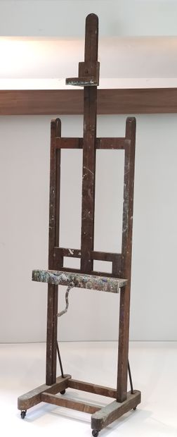 GRAND CHEVALET à cremaillère en bois sur...
