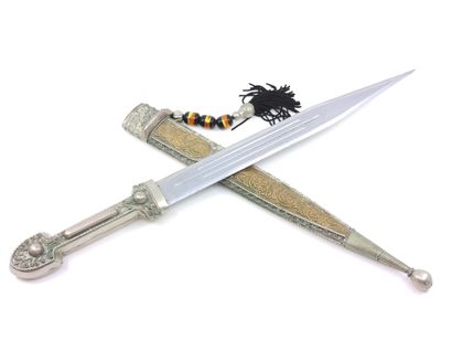 Dagger with a straight blade in embossed...