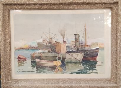 R.CHAUSSON 

Two watercolors on paper framed

Steamships...