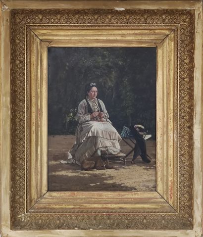 E.MAYAN (XIX-Xxème siècle) 

Femme au Parc...