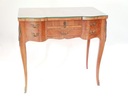 Rosewood marquetry curved COMMODE with flowers...