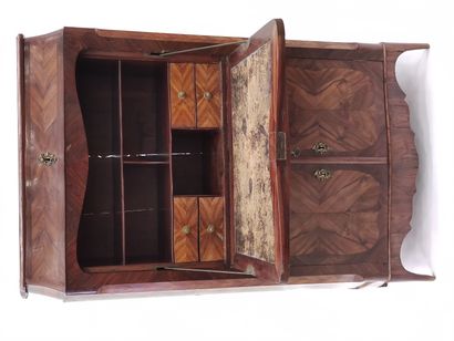 Straight SECRETARY in rosewood and satinwood...