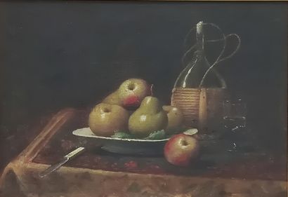 OIL on framed canvas

Still life with pear...