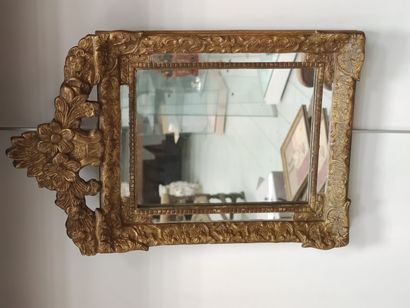 SMALL carved and gilded wood mirror with...