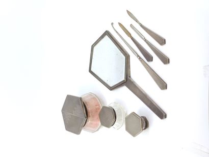 PART of 800 silver toiletry set with geometric...