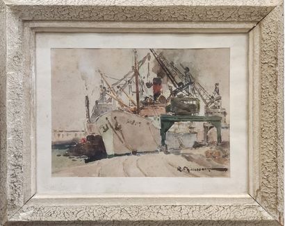 R.CHAUSSON 

Two watercolors on paper framed

Steamships...