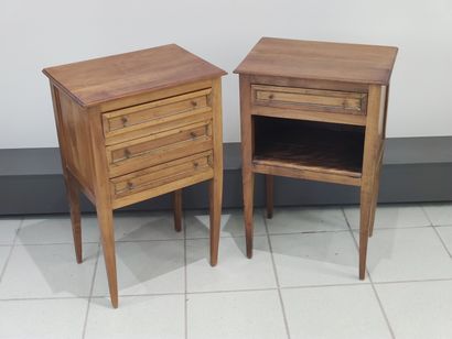 PAIR OF CHEVET in light wood, one opening...