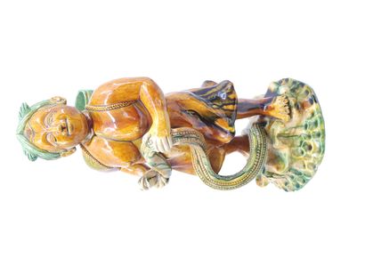 ASIA

TWO polychrome sandstone subjects representing...