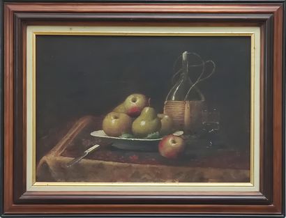 OIL on framed canvas

Still life with pear...