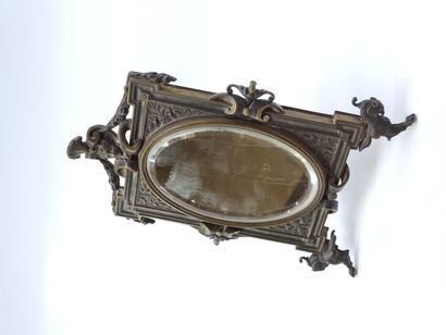 Bronze dressing table mirror with neo-gothic...