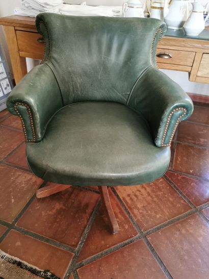 Fauteuil de bureau pivotant en bois naturel,...