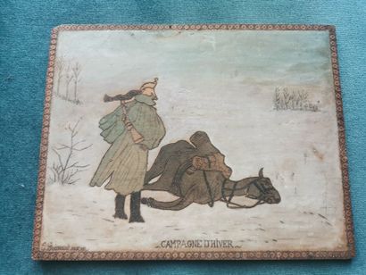 LOT DE TROIS PHOTOGRAPHIES ENCADREES (soldats...