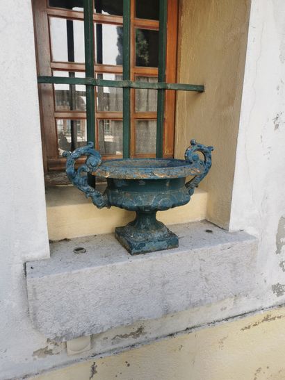 Paire de vasques Médicis circulaires en fonte...