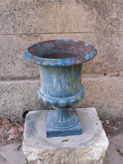 Paire de vase medicis circulaire sur piedouche...