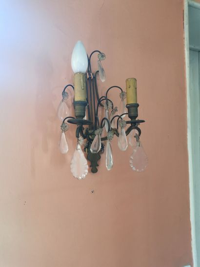 Lustre cage a trois bras de lumiere a pampilles...