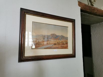 Deux aquarelles sur papier encadrées, représentant...