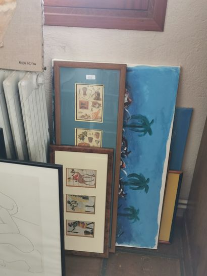 Ensemble de reproductions, œuvres d'amateur,...