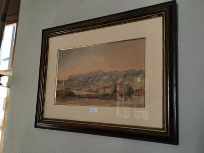 Deux aquarelles sur papier encadrées, représentant...