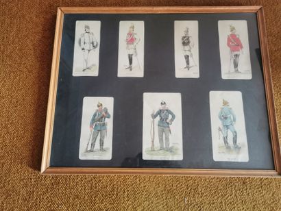 Lithographies en couleur de sept soldats...