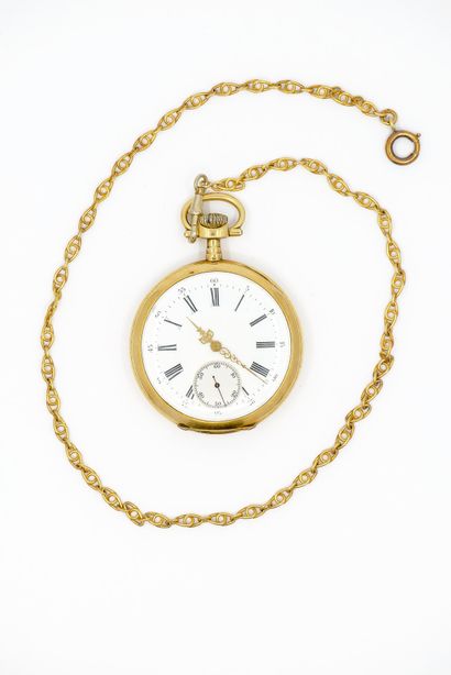 MONTRE à gousset en or jaune 750°, cadran...