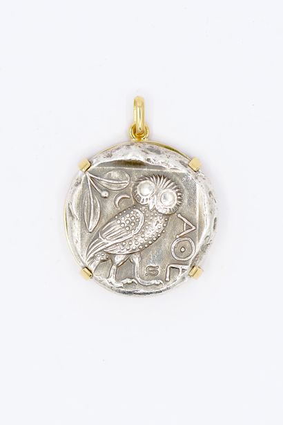 PENDENTIF Réplique tétragramme chouette d'Athènes...