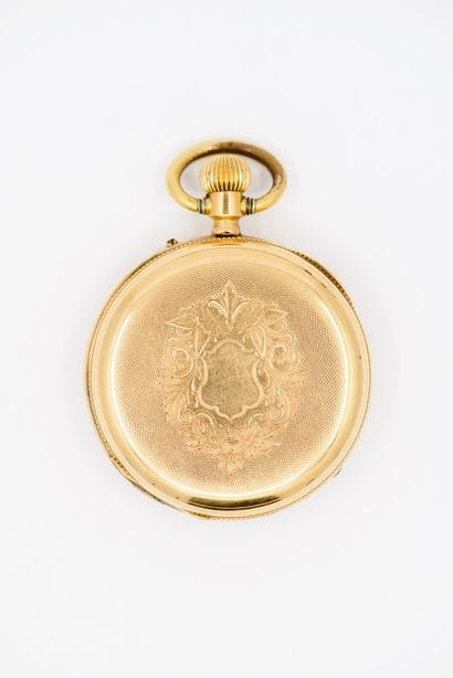 MONTRE de gousset en or jaune 750°, cadran...