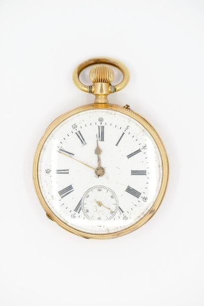 MONTRE de gousset en or jaune 750°, cadran...