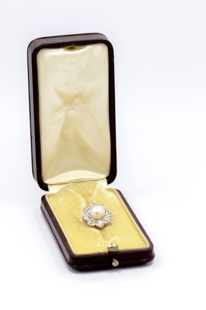 
BROCHE en or jaune 750° dans un entourage...