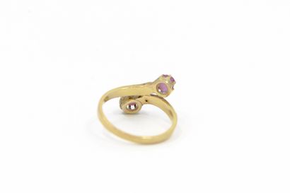 BAGUE toi et moi en or jaune 750 ° ornée...