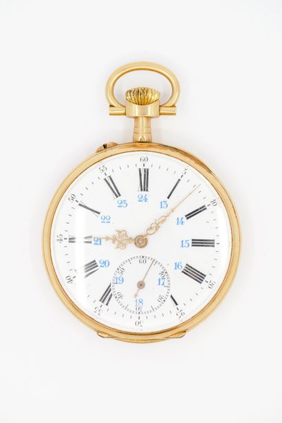 MONTRE de gousset en or jaune 750°, cadran...