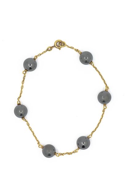 BRACELET marseillais en or jaune 750°et hematite

Poids...