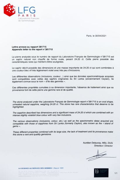 RARE et EXCEPTIONNEL Saphir naturel de Ceylan...