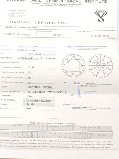 DIAMANT 1,02 CT COULEUR G IF

Certificat...
