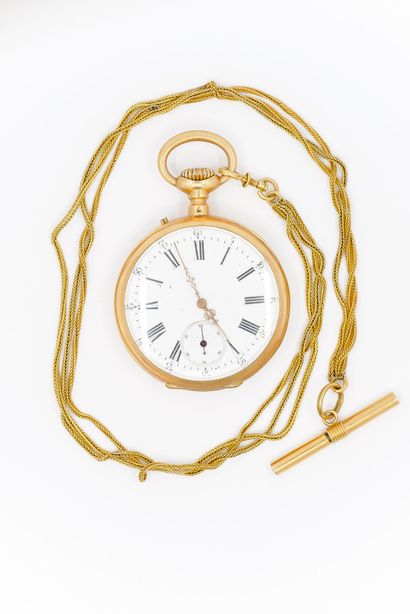MONTRE de gousset en or jaune 750°, double...