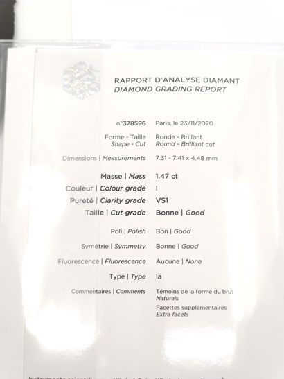 DIAMANT SUR PAPIER de 1,47 ct de couleur...