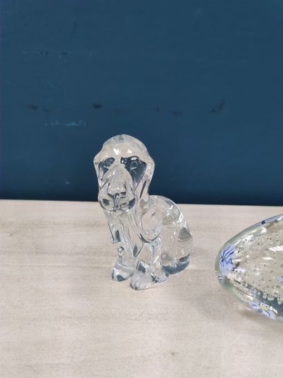 DAUM France - Chien assis, sujet en cristal,...