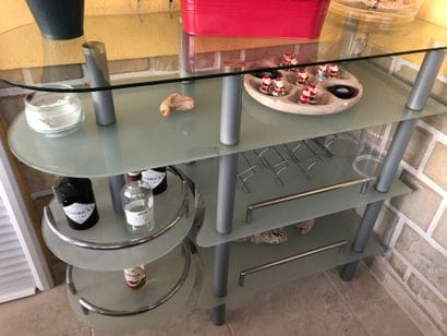 BAR en verre et tubes de métal chromé e métal...