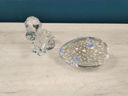 DAUM France - Chien assis, sujet en cristal,...