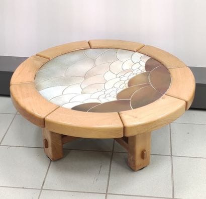 TABLE basse en bois et céramique de forme...