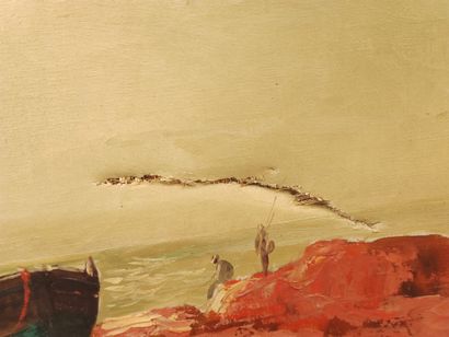 
Louis Nattero Scène de pêche en bord de...