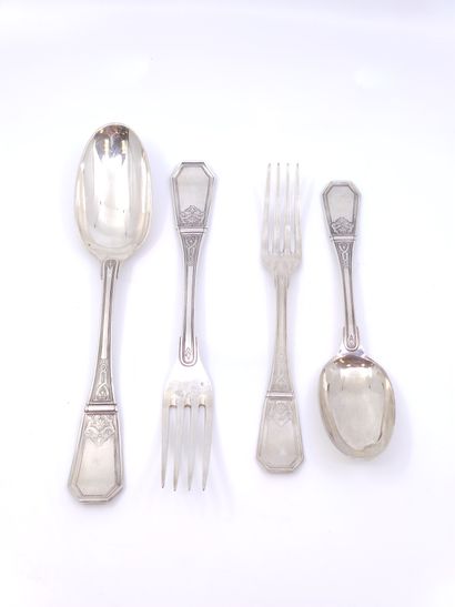 
MENAGERE de couvert Art Deco en argent de...