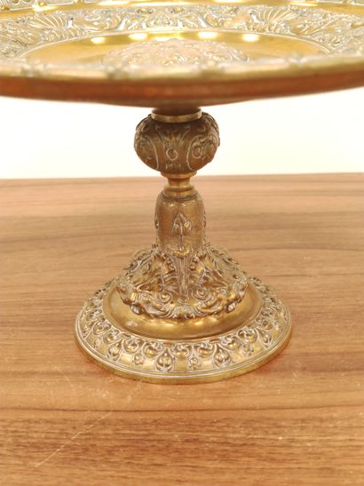Grande coupe à fruits ronde en bronze ajourée...