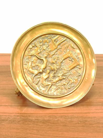 Grande coupe à fruits ronde en bronze ajourée...