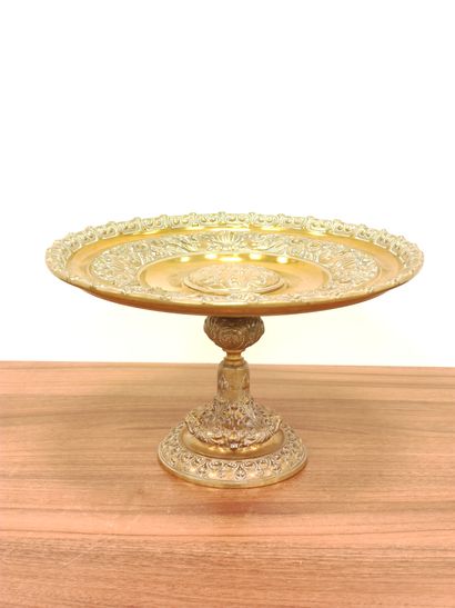 Grande coupe à fruits ronde en bronze ajourée...