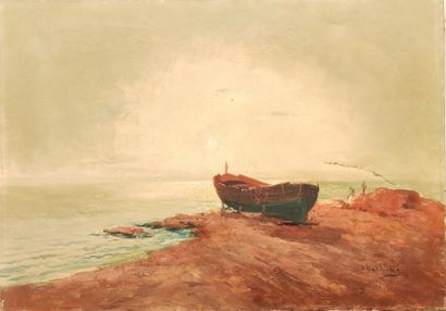 
Louis Nattero Scène de pêche en bord de...
