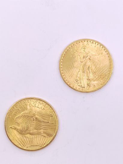 
LOT de deux pièces de 20 dollars type Saint...