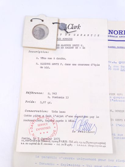 
Monnaie romaine Decimius Albinus BRUTI F

Denier...