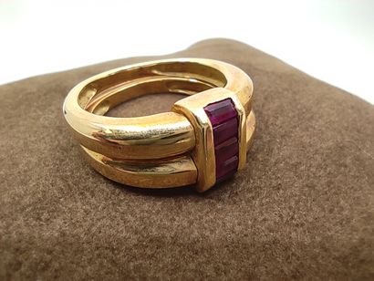 BAGUE double jonc articulée en or jaune 750°...