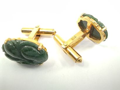 PAIRE DE boutons de manchette en or 14 kt...
