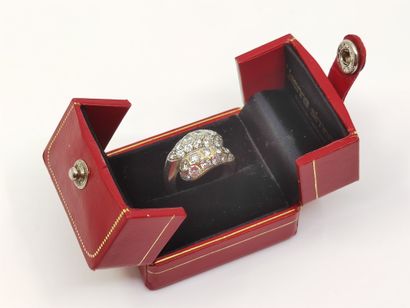 BAGUE en or deux tons 750 parsemée de diamants...